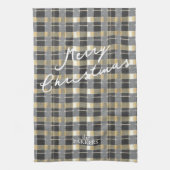 ブラック金ゴールドクリスマスパターン#7 ID1009 キッチンタオル (縦)