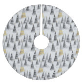 ブラック金ゴールドクリスマスパターン#8 ID1009 ブラッシュドポリエステルツリースカート (正面)