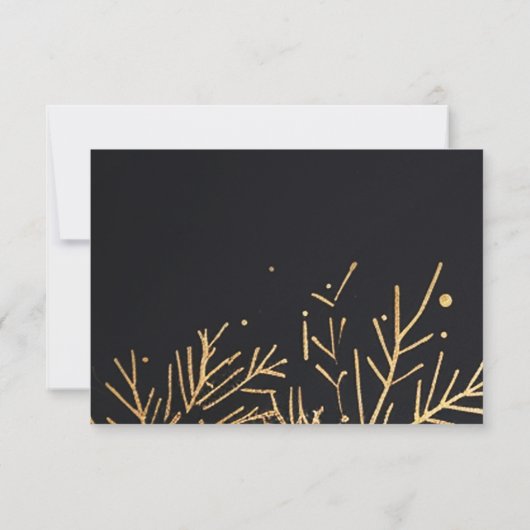 ブラック金ゴールドクリスマスパーティーエレガントホリデー 出欠カード (裏面)