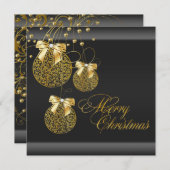 ブラック金ゴールドクリスマスパーティー 招待状 (正面/裏面)