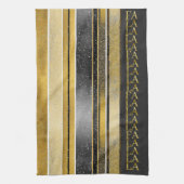 ブラック金ゴールドクリスマスファラパターン#27 ID1009 キッチンタオル (縦)