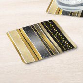 ブラック金ゴールドクリスマスファラパターン#27 ID1009 スクエアペーパーコースター (アングル)