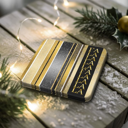 ブラック金ゴールドクリスマスファラパターン#27 ID1009 スクエアペーパーコースター