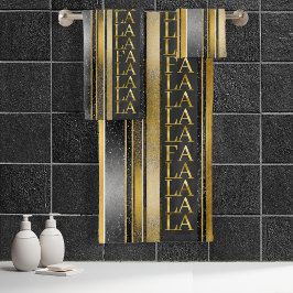 ブラック金ゴールドクリスマスファラパターン#27 ID1009 バスタオルセット