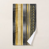 ブラック金ゴールドクリスマスファラパターン#27 ID1009 バスタオルセット (ハンドタオル)