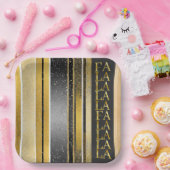 ブラック金ゴールドクリスマスファラパターン#27 ID1009 ペーパープレート (パーティー)