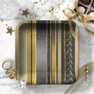 ブラック金ゴールドクリスマスファラパターン#27 ID1009 ペーパープレート