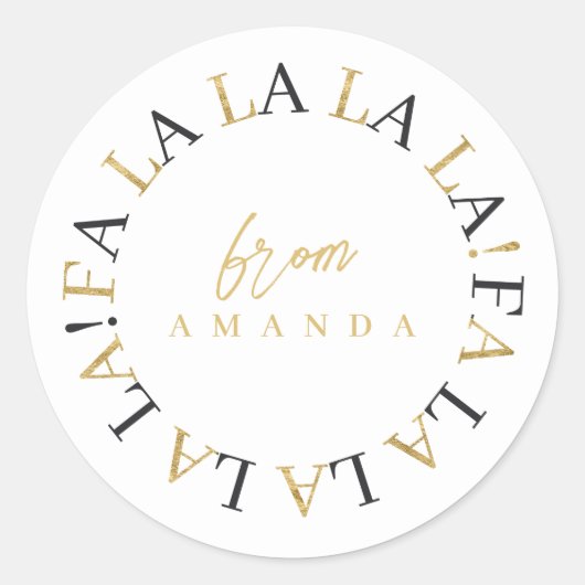 ブラック金ゴールドクリスマスファララID1009 ラウンドシール (正面)