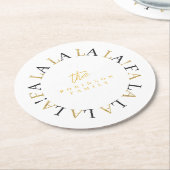 ブラック金ゴールドクリスマスファララID1009 ラウンドペーパーコースター (アングル)