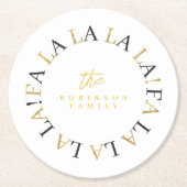 ブラック金ゴールドクリスマスファララID1009 ラウンドペーパーコースター (正面)