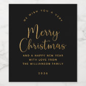 ブラック金ゴールドクリスマスワインラベル ワインラベル (シングルラベル)