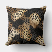 ブラック金ゴールドクリームレオパードアニマルプリント クッション (正面)