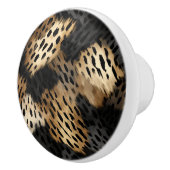 ブラック金ゴールドクリームレオパードアニマルプリント セラミックノブ (右)
