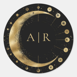 ブラック金ゴールドクレセント結婚ムーン封筒用シール ラウンドシール