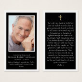 ブラック金ゴールドクロスフォトメモリアル祈りの言葉カード (正面&裏面)