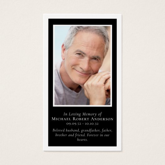 ブラック金ゴールドクロスフォトメモリアル祈りの言葉カード (正面)