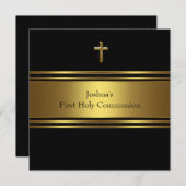 ブラック金ゴールドクロスボーイズ第1聖餐式 招待状 (正面/裏面)