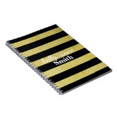 ブラック金ゴールドグラマストライプのルクラフト ノートブック (右側)