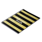 ブラック金ゴールドグラマストライプのルクラフト ノートブック (左側)