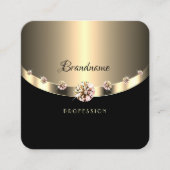 ブラック金ゴールドグラマーきらめくダイヤモンドプロフェッショナル スクエア名刺 (正面)