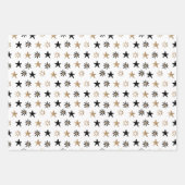 ブラック金ゴールドグラムギフト木パターンクリスマス ラッピングペーパーシート (正面2)