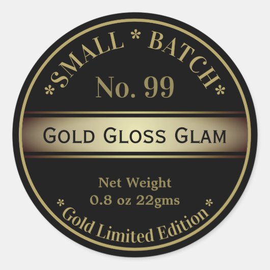 ブラック金ゴールドグラムグロスリップバーム美しい製品 ラウンドシール (正面)