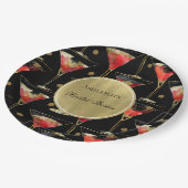 ブラック金ゴールドグラムドリンクブライダルシャワー ペーパープレート (アングル)