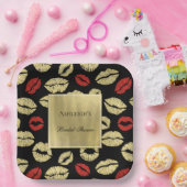 ブラック金ゴールドグラムリップブライダルシャワー ペーパープレート (パーティー)