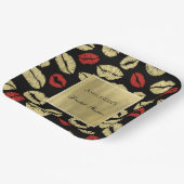 ブラック金ゴールドグラムリップブライダルシャワー ペーパープレート (傾斜あり)