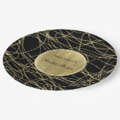 ブラック金ゴールドグラム抽象芸術ブライダルシャワー ペーパープレート (アングル)