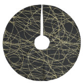 ブラック金ゴールドグリジー抽象芸術クリスマス ブラッシュドポリエステルツリースカート (正面)