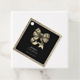 ブラック金ゴールドグリタッドボウクリスマスペーパーナプキン フェイバータグ