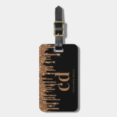ブラック金ゴールドグリッターはモノグラム名を乾燥 ラゲッジタグ (正面縦)