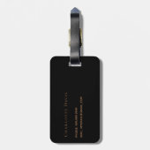 ブラック金ゴールドグリッターはモノグラム名を乾燥 ラゲッジタグ (裏面縦)