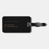 ブラック金ゴールドグリッターはモノグラム名を乾燥 ラゲッジタグ (裏面横)