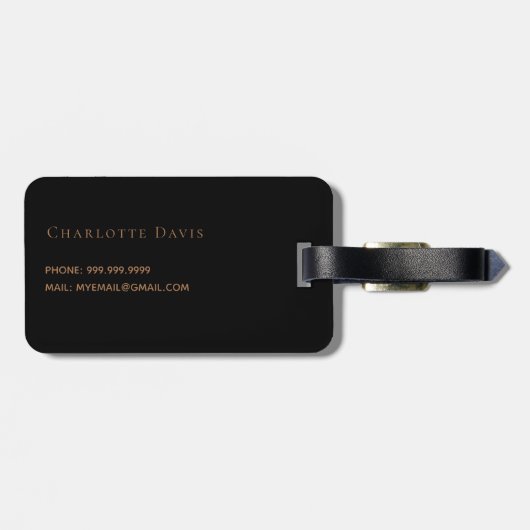 ブラック金ゴールドグリッターはモノグラム名を乾燥 ラゲッジタグ (裏面横)