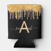 ブラック金ゴールドグリッターは銀モノグラムを乾燥させる 缶クーラー (裏面)