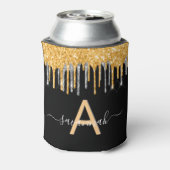 ブラック金ゴールドグリッターは銀モノグラムを乾燥させる 缶クーラー (缶裏面)