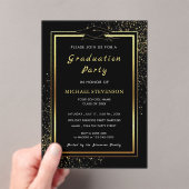 ブラック金ゴールドグリッターアクリル系卒業招待状 アクリル招待状 (インサイチュ (ポータブル))
