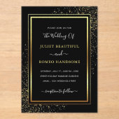 ブラック金ゴールドグリッターアクリル結婚式招待状 アクリル招待状 (正面)