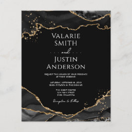 ブラック金ゴールドグリッターアゲート結婚式招待状