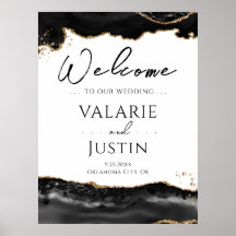 ブラック金ゴールドグリッターアゲ結婚ートのウェルカムサイン