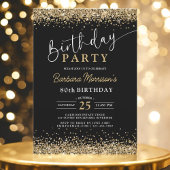 ブラック金ゴールドグリッターエイジ誕生日 招待状