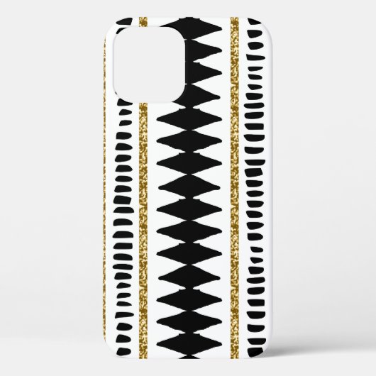 ブラック金ゴールドグリッターエスニックパターン Case-Mate iPhoneケース (裏面)