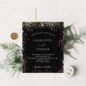 ブラック金ゴールドグリッターエレガントスパークル結婚バジェット チラシ