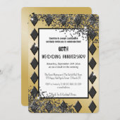 ブラック金ゴールドグリッターエースオブダイアモンズ招待状 招待状 (正面/裏面)