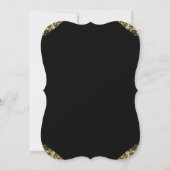 ブラック金ゴールドグリッターオーナメントホリデーグラムパーティー 招待状 (裏面)