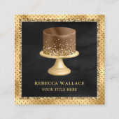 ブラック金ゴールドグリッターカスタムチョコレートケーキベーカリー スクエア名刺 (正面)