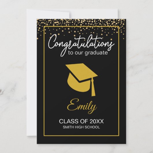 ブラック金ゴールドグリッタークラス2021年発表 招待状 (正面)