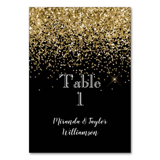 ブラック金ゴールドグリッターグラムスパークル テーブルナンバー (正面)